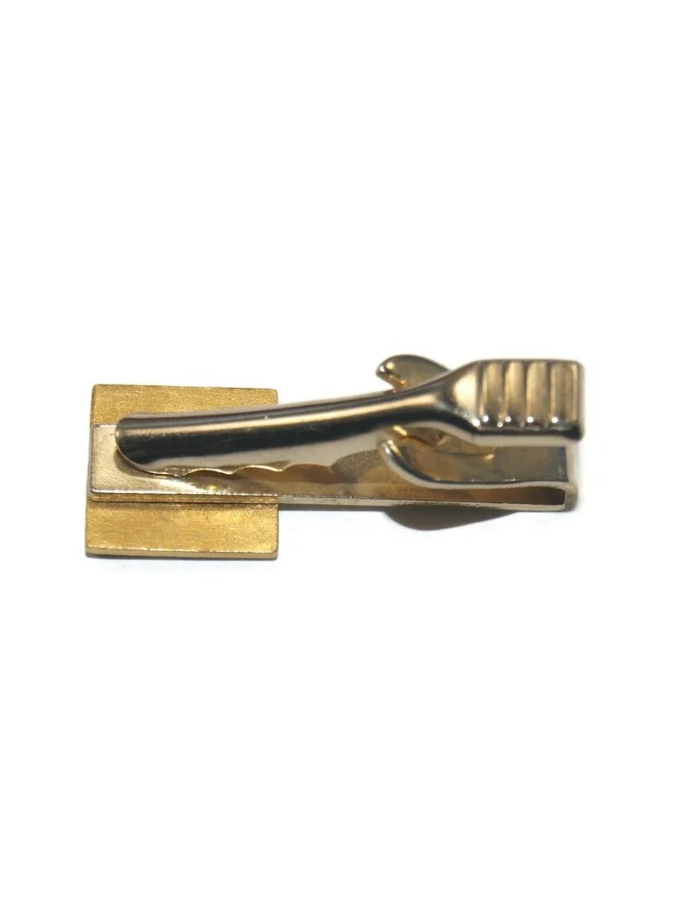 Vintage Gold Tone, Black and White Enamel GM Diesel Logo Tie Clip.